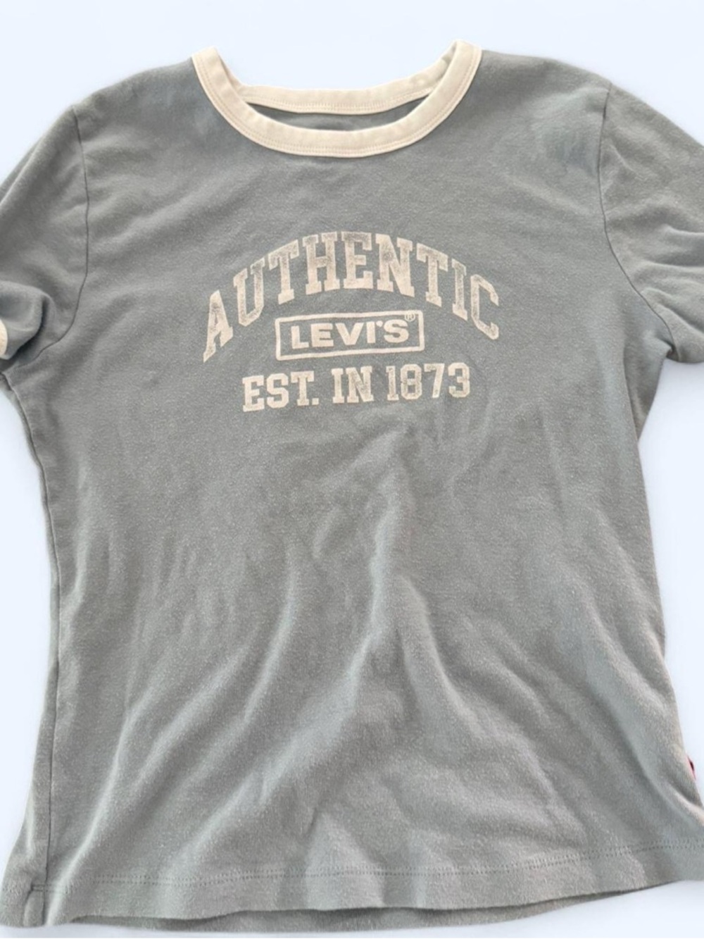 Levi's Light Pastel Blue Tee with Cream Trim